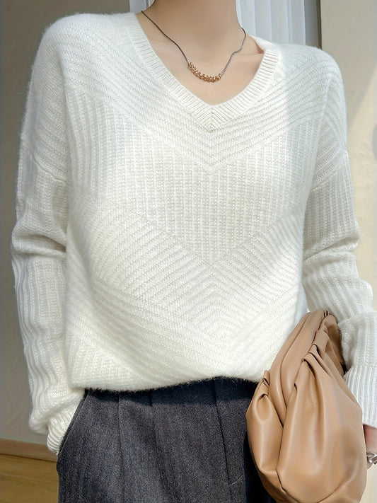 Classic Crew Neck Wool Sweater for Women - VogeLuxe