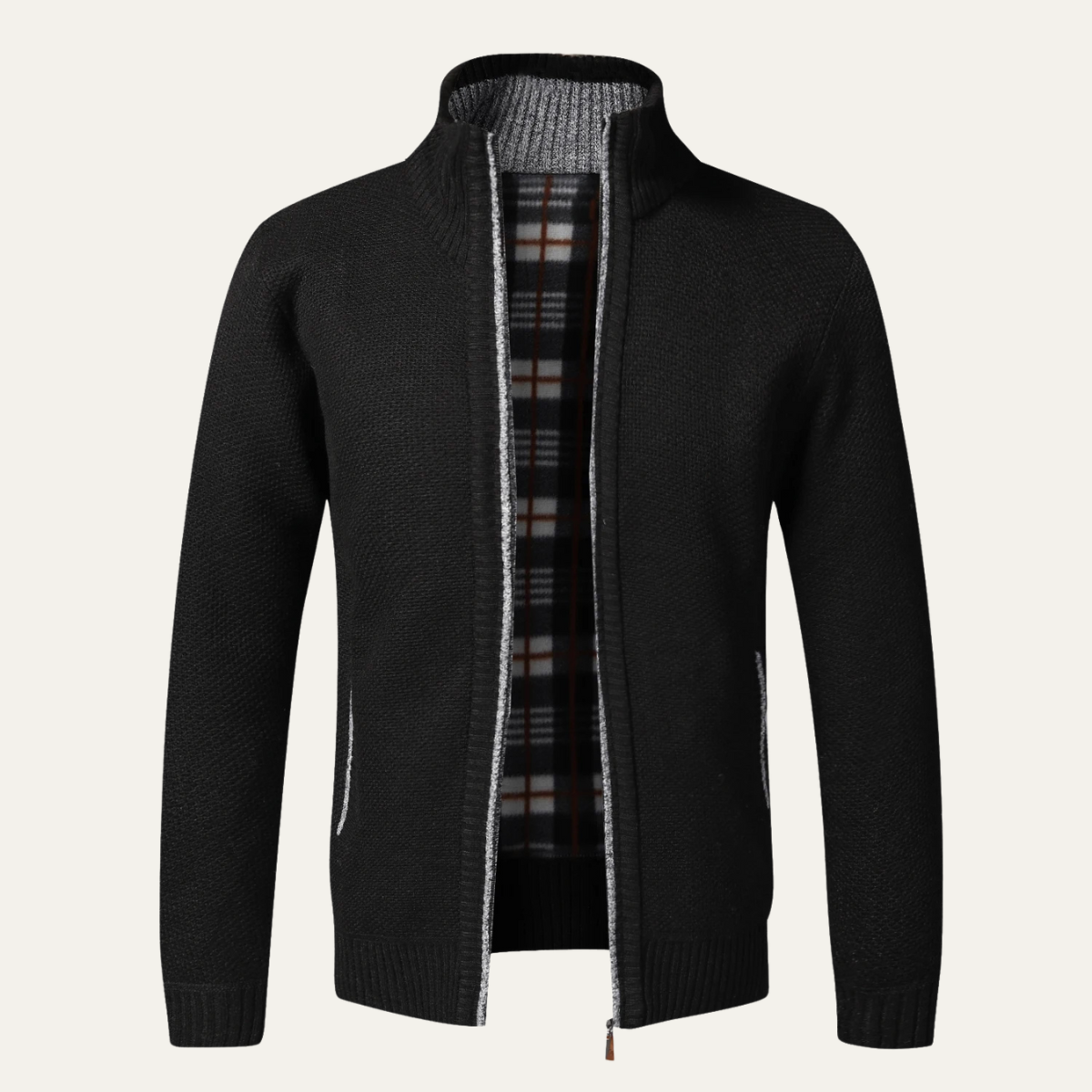 VogeLuxe | Men’s Textured Full Zip Knit Cardigan Jacket