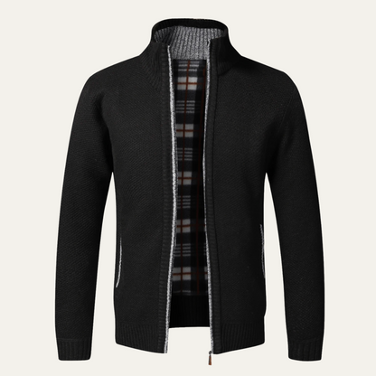 VogeLuxe | Men’s Textured Full Zip Knit Cardigan Jacket