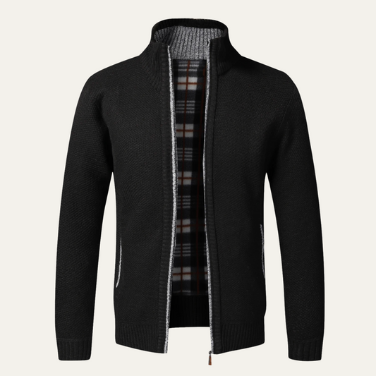 VogeLuxe | Men’s Textured Full Zip Knit Cardigan Jacket