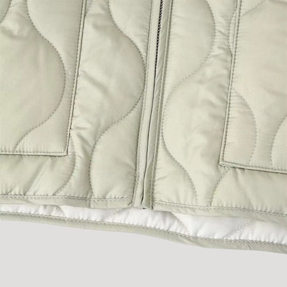 VogeLuxe | Women’s Wave Quilted Collarless Zip Jacket