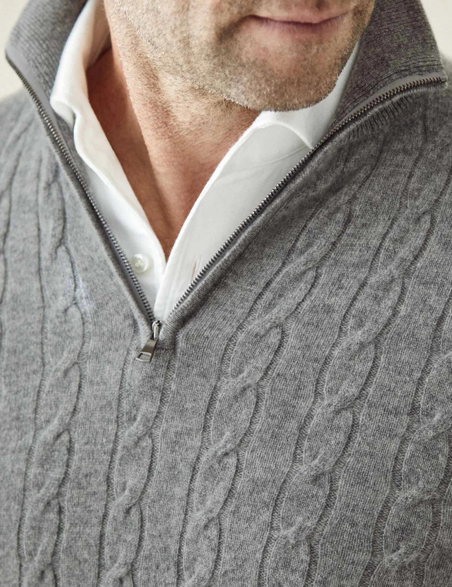 VogeLuxe | Men’s Cable Knit Quarter Zip Slim Fit Sweater