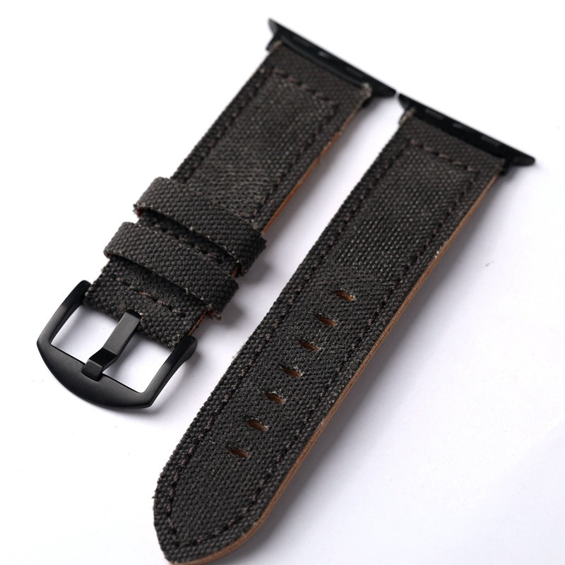 Premium Leather and Canvas Watch Band