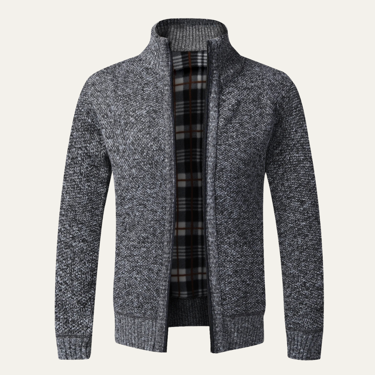 VogeLuxe | Men’s Textured Full Zip Knit Cardigan Jacket