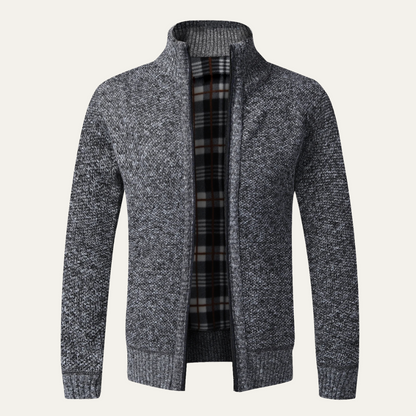 VogeLuxe | Men’s Textured Full Zip Knit Cardigan Jacket