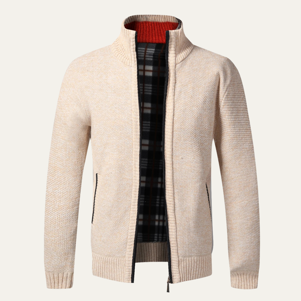 VogeLuxe | Men’s Textured Full Zip Knit Cardigan Jacket