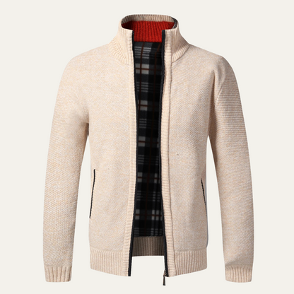 VogeLuxe | Men’s Textured Full Zip Knit Cardigan Jacket