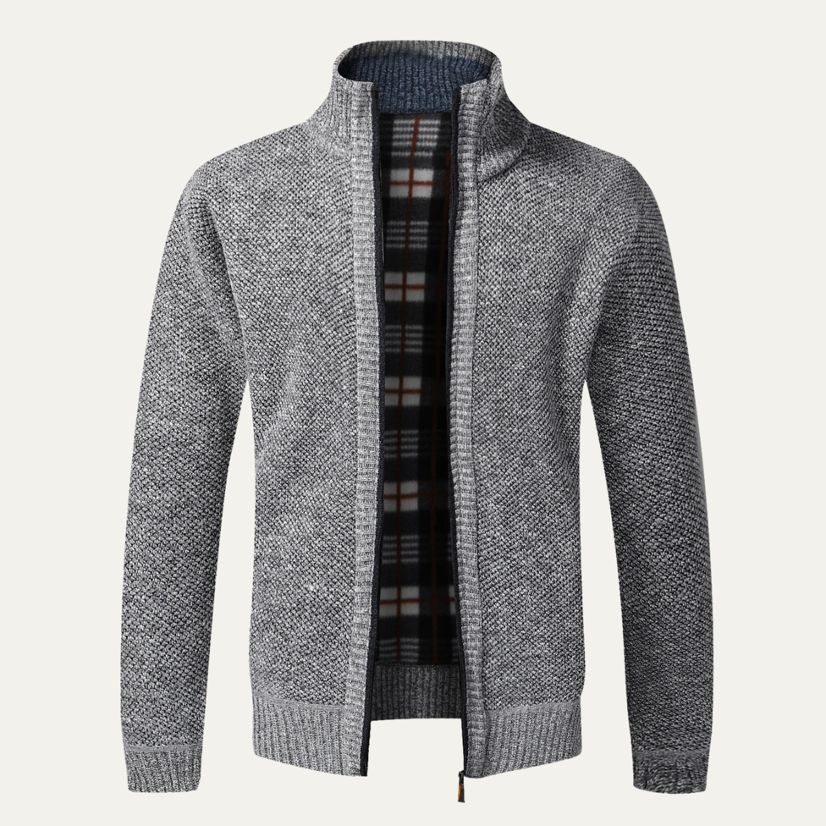 VogeLuxe | Men’s Textured Full Zip Knit Cardigan Jacket