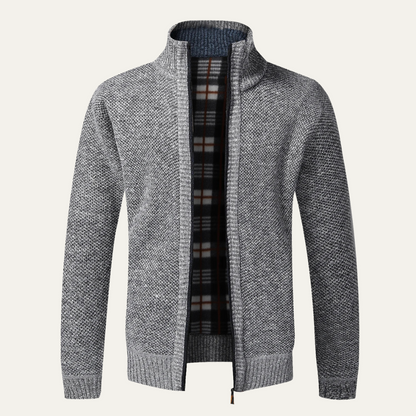 VogeLuxe | Men’s Textured Full Zip Knit Cardigan Jacket