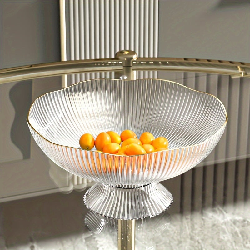 Elegant Glass Fruit Bowl with Golden Edge