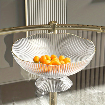Elegant Glass Fruit Bowl with Golden Edge
