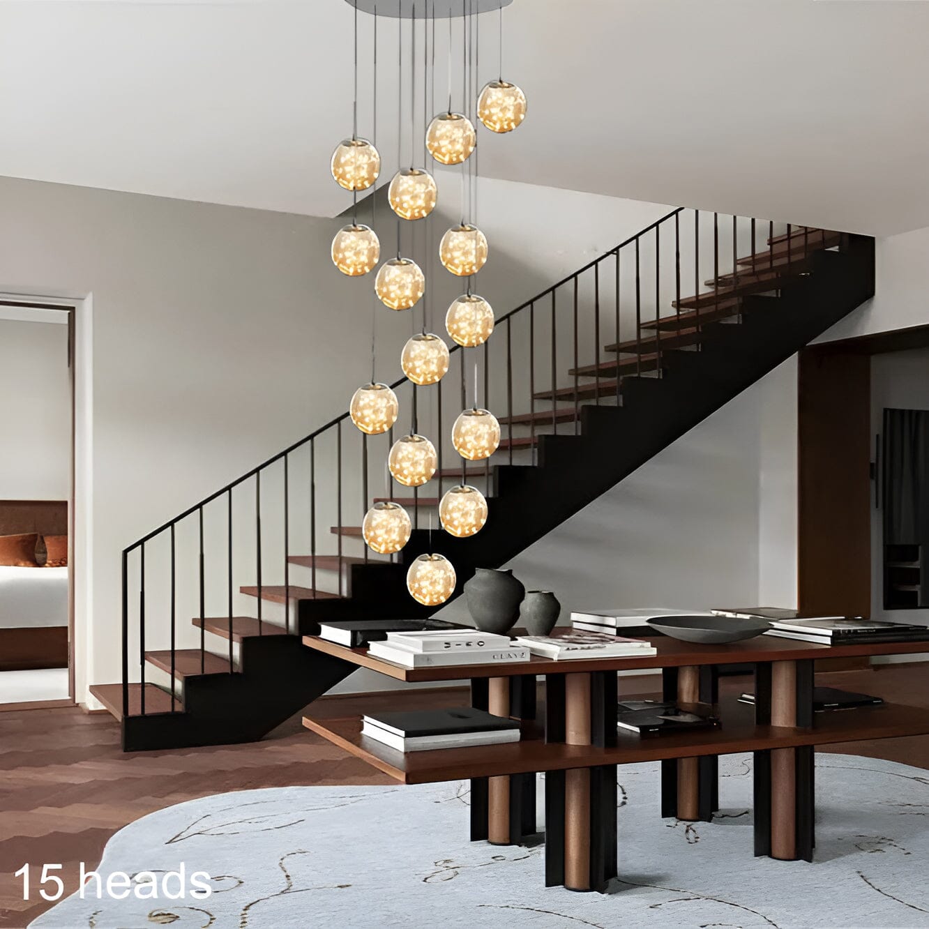 Luxury Crystal Staircase Pendant Light Fixture