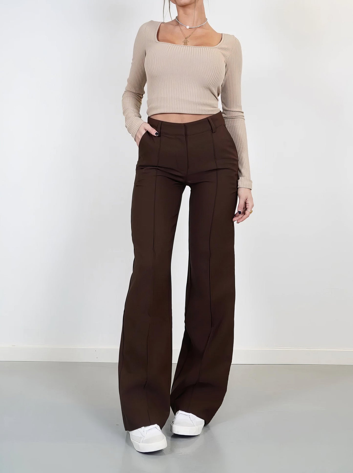 Stylish High Waist Wide Leg Pants