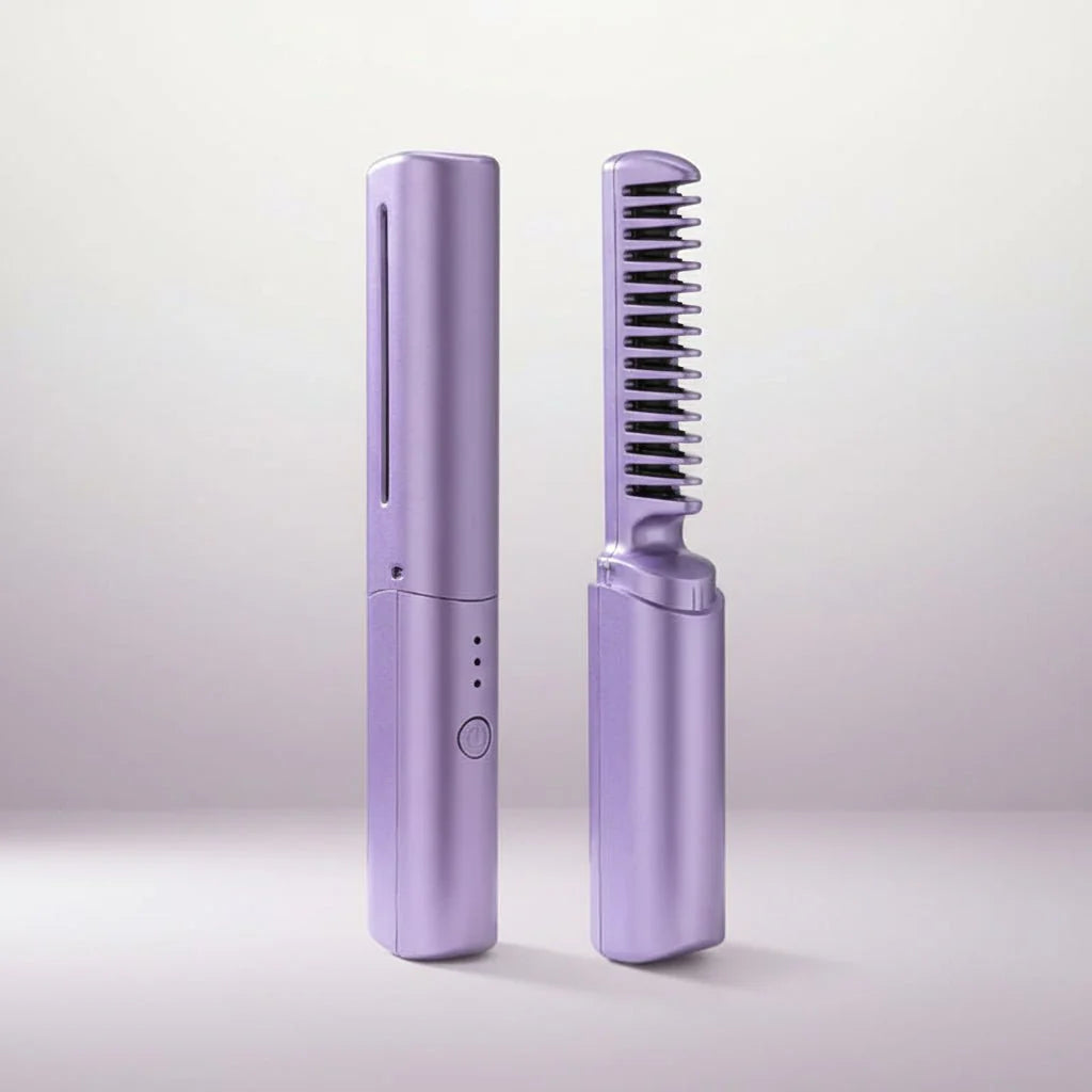 Portable Ceramic Straightening Hair Brush - VogeLuxe