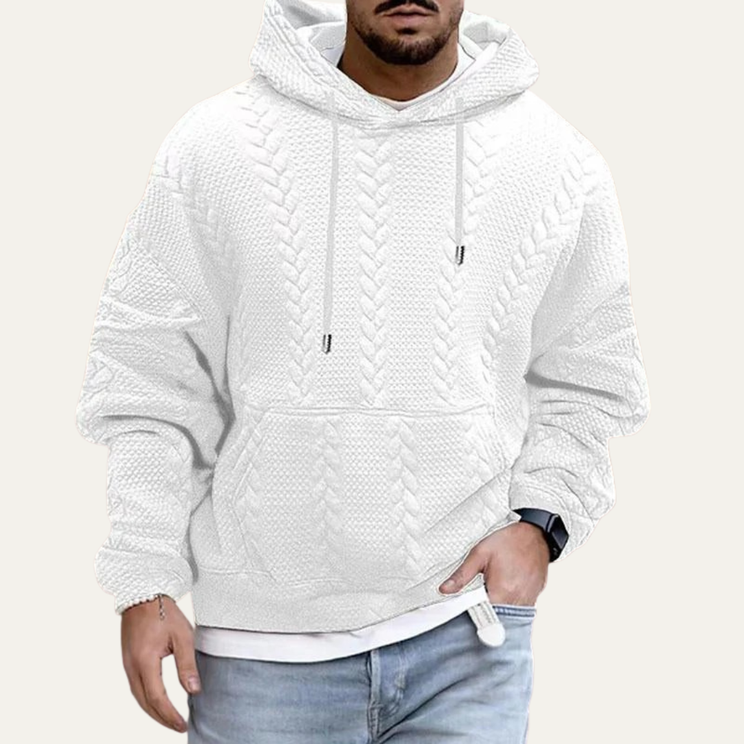 VogeLuxe | Men’s Cable Knit Embossed Pullover Hoodie