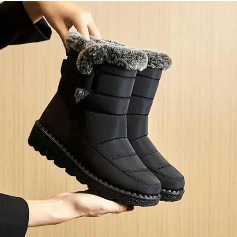 Warm Waterproof Mid Calf Women's Fur Lined Boots - VogeLuxe