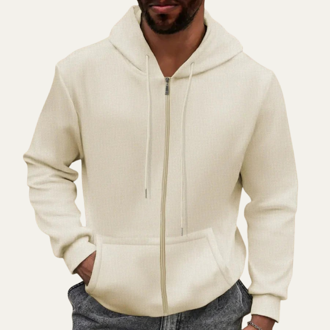 VogeLuxe | Men’s Waffle Knit Full Zip Hoodie