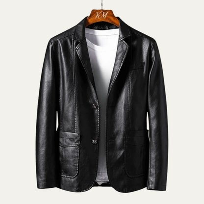 VogeLuxe | Men’s Sleek Leather-Look Blazer