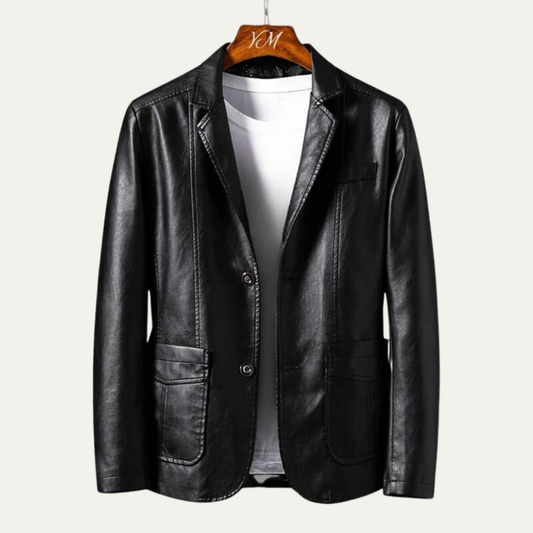 VogeLuxe | Men’s Sleek Leather-Look Blazer