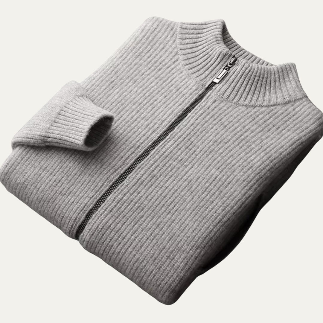 VogeLuxe | Men’s Ribbed Full-Zip Cardigan