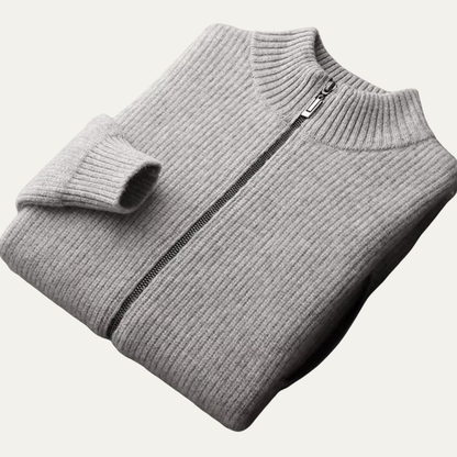 VogeLuxe | Men’s Ribbed Full-Zip Cardigan