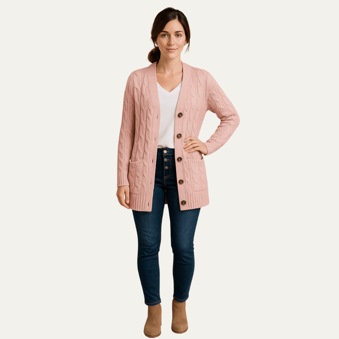 VogeLuxe | Women’s Classic Mid-Length Cardigan Sweater