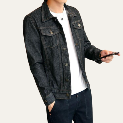 VogeLuxe | Men’s Classic Button Front Denim Trucker Jacket