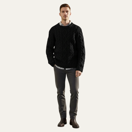 VogeLuxe | Men’s Chunky Cable Knit Crewneck Sweater