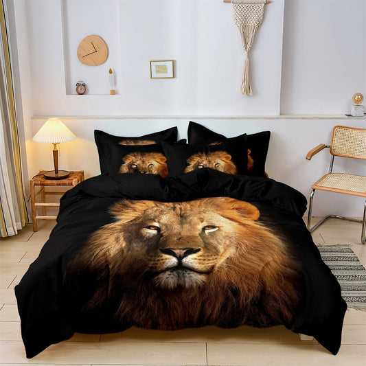 Wild Lion Pattern Bedding Set - VogeLuxe