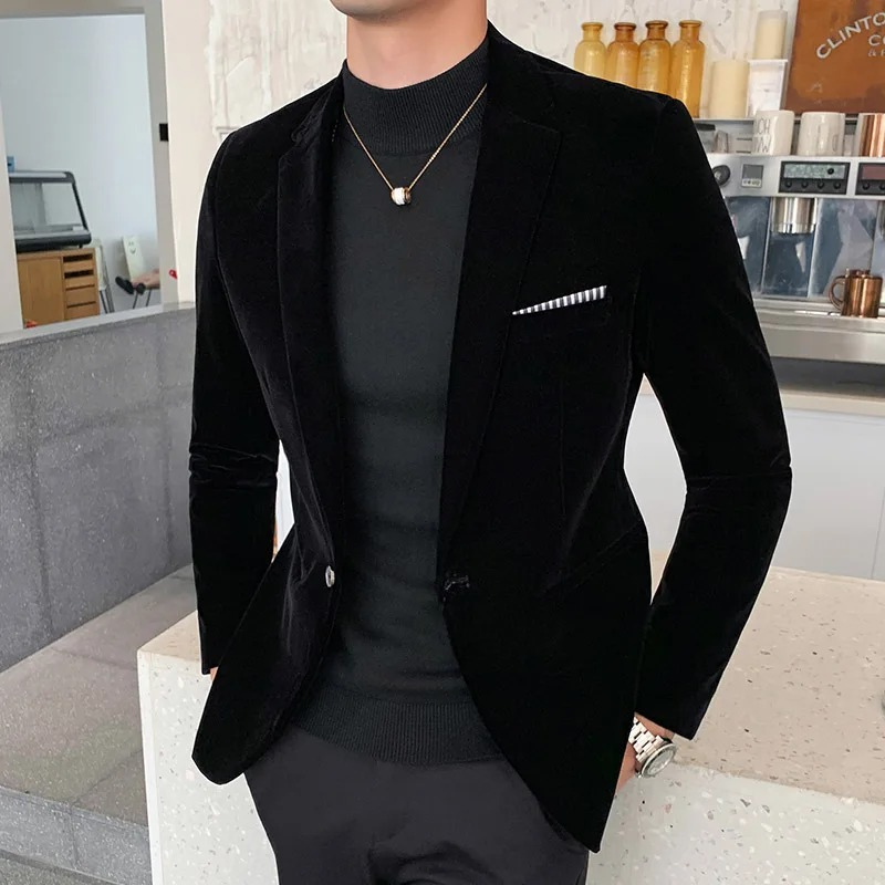 Slim Fit Velvet Suit Jacket for Men - VogeLuxe