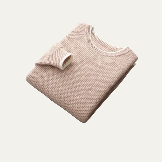 VogeLuxe | Men’s Ribbed Crewneck Sweater with Contrast Trim
