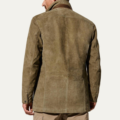 VogeLuxe | Men’s Suede Look Blazer with Stand Collar Insert