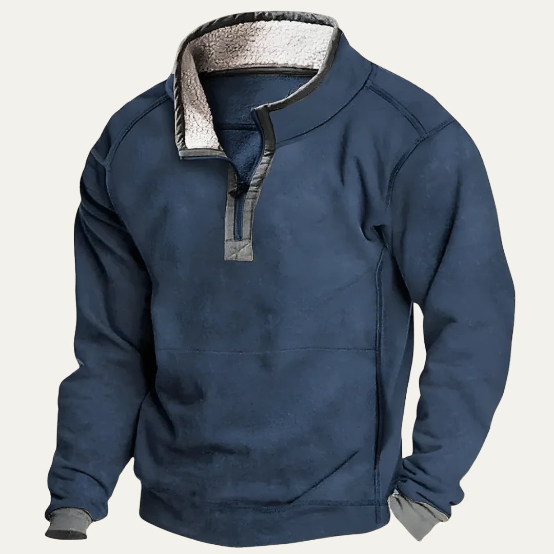 VogeLuxe | Men’s Fleece Pullover Sweater with Stand Collar