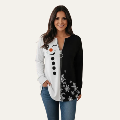 VogeLuxe | Women’s Festive Zip Front Tunic Top