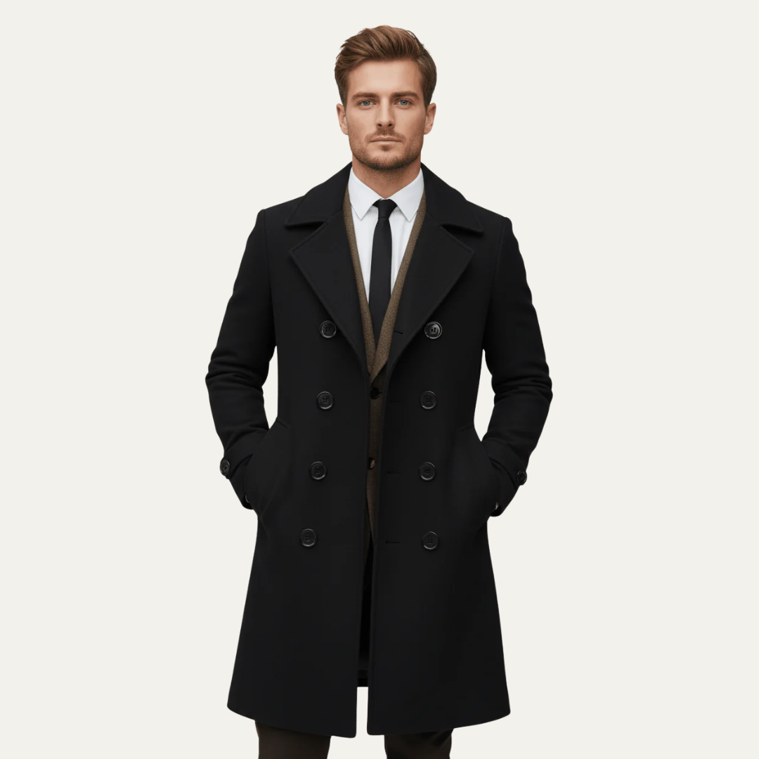 VogeLuxe | Men’s Mid-Length Double-Breasted Peacoat