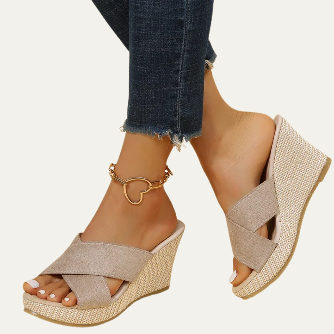 VogeLuxe | Women’s Open Toe Cross Strap Wedge Sandals