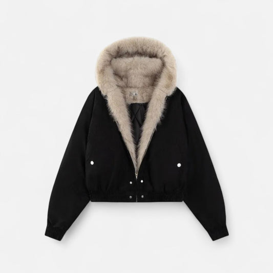 Warm Women's Parka Coat - Faux Fur Hooded Jacket - VogeLuxe