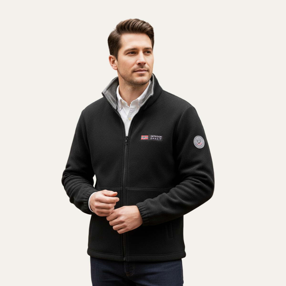 VogeLuxe | Men’s Textured Fleece High Collar Zip Jacket