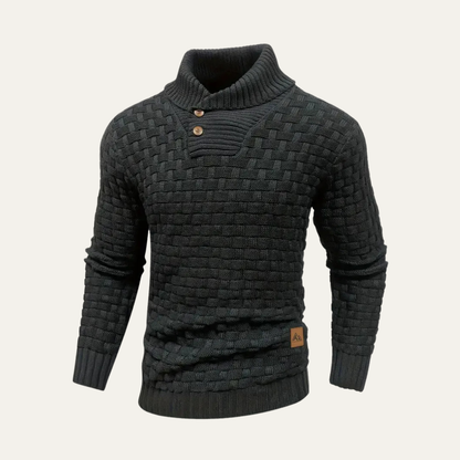 VogeLuxe | Men’s Heavy Knit Shawl Collar Pullover