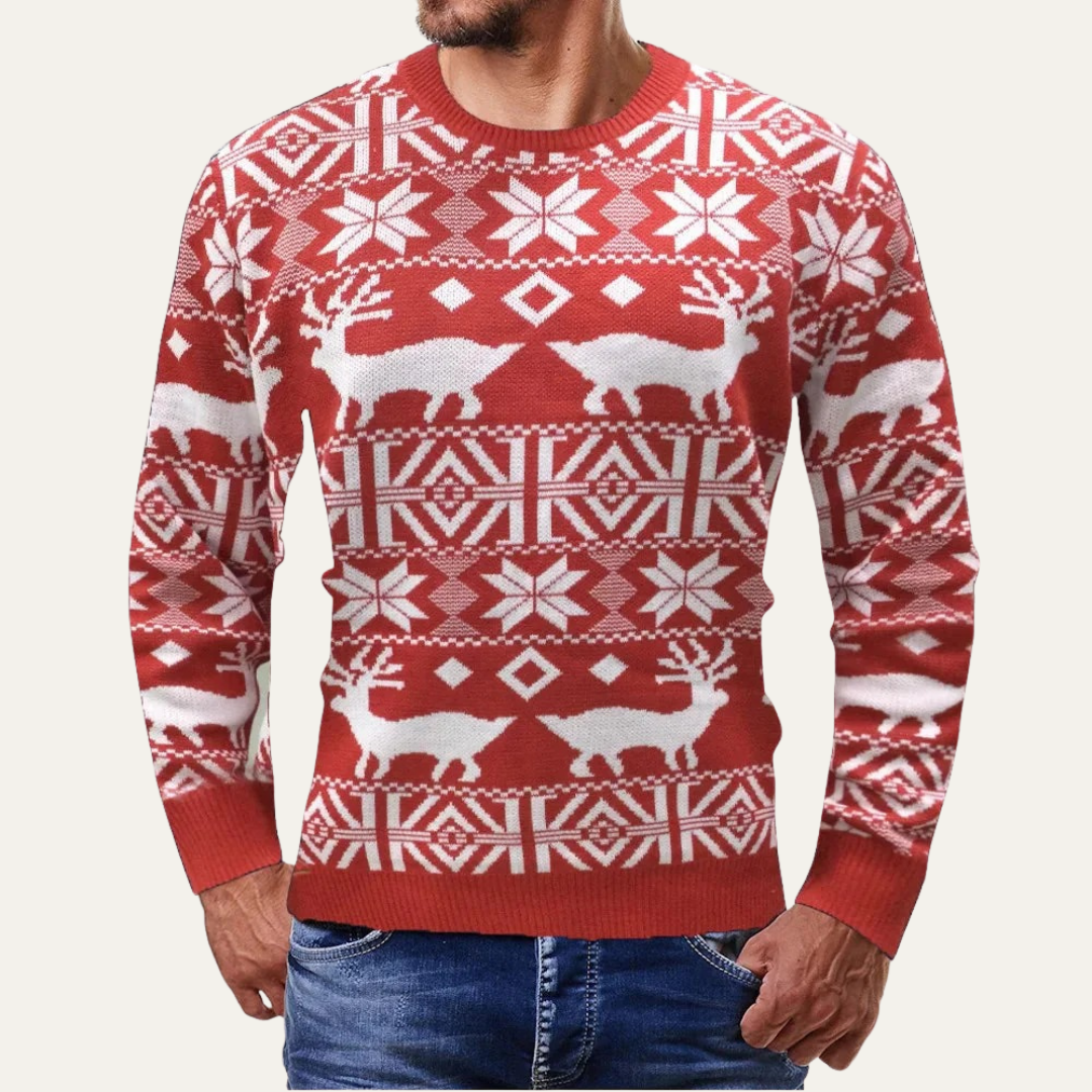 VogeLuxe | Men’s Fair Isle Crewneck Knit Sweater