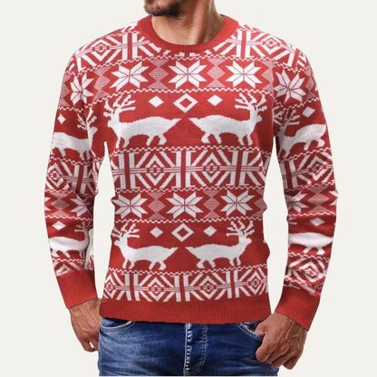 VogeLuxe | Men’s Fair Isle Crewneck Knit Sweater