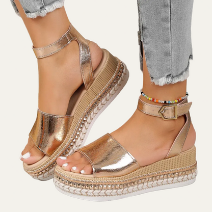 VogeLuxe | Women’s Platform Espadrille Sandal with Adjustable Ankle Strap