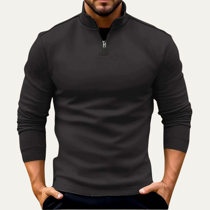 VogeLuxe | Men’s Fitted Quarter Zip Stand Collar Pullover