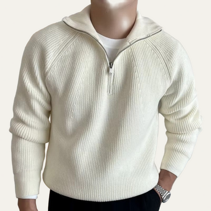 VogeLuxe | Men’s Quarter Zip Pullover with Vertical Ribbing
