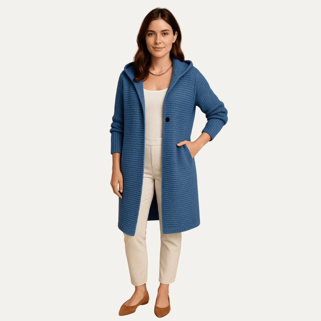 VogeLuxe | Women’s Ribbed Hooded Knit Coat