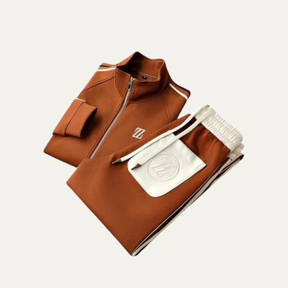 VogeLuxe | Men’s Stylish Leather-Trim Tracksuit Set