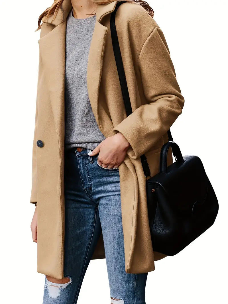 Classic Beige Short Trench Coat for Women
