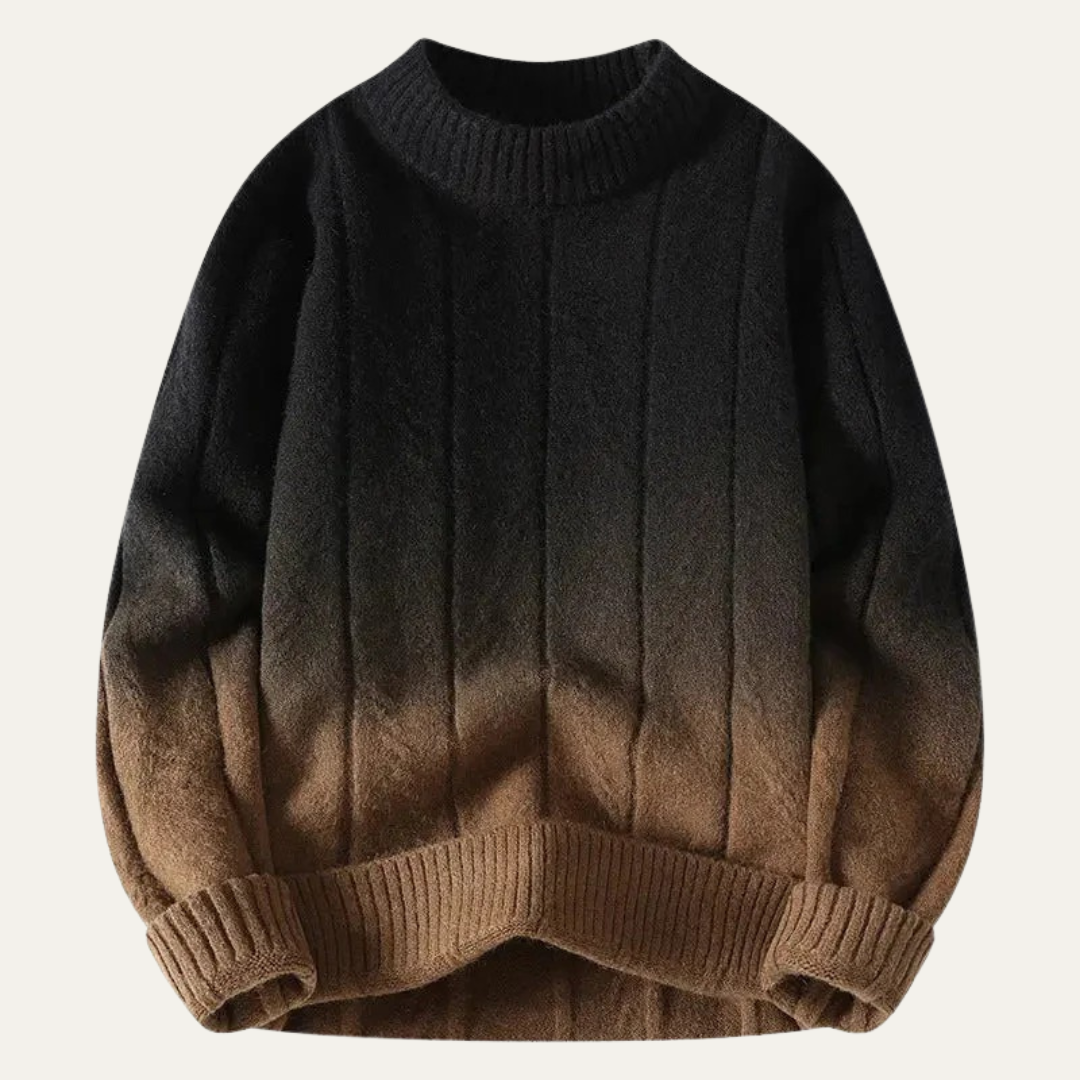 VogeLuxe | Men’s Rib Knit Ombre Crewneck Sweater