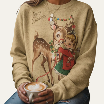 VogeLuxe | Women’s Vintage Christmas Reindeer Sweatshirt