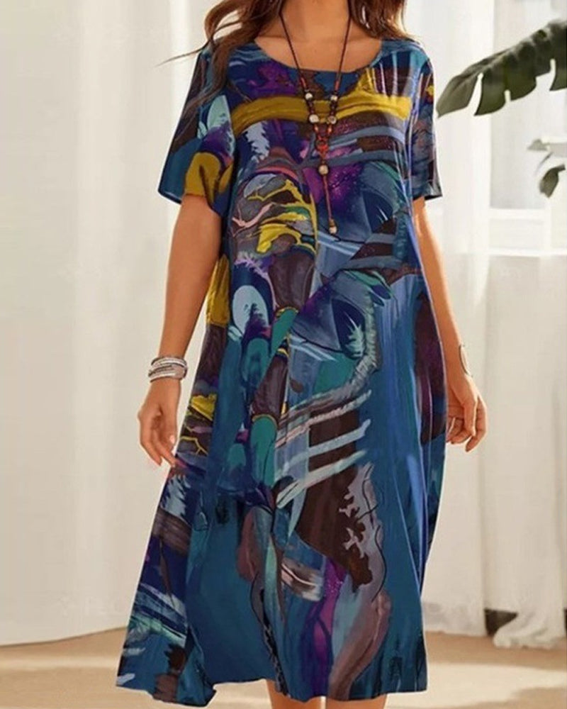 Comfy Women's Sundress with Round Neckline - VogeLuxe